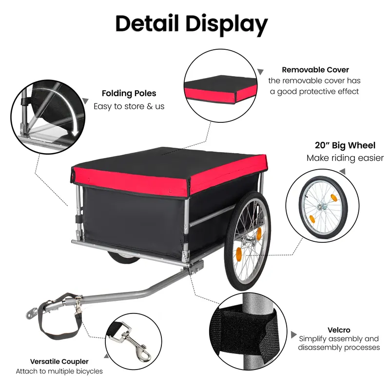 Foldable Bicycle Bike Cargo Trailer with 20 Wheels — photo 2