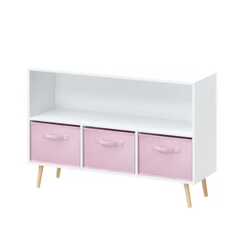 Fiberboard Children's Bookshelf with Foldable Fabric Drawers β photo 5