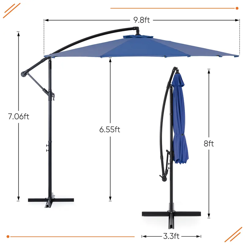 9.8FT Offset Patio Umbrella Hanging Cantilever Umbrella Outdoor — photo 5
