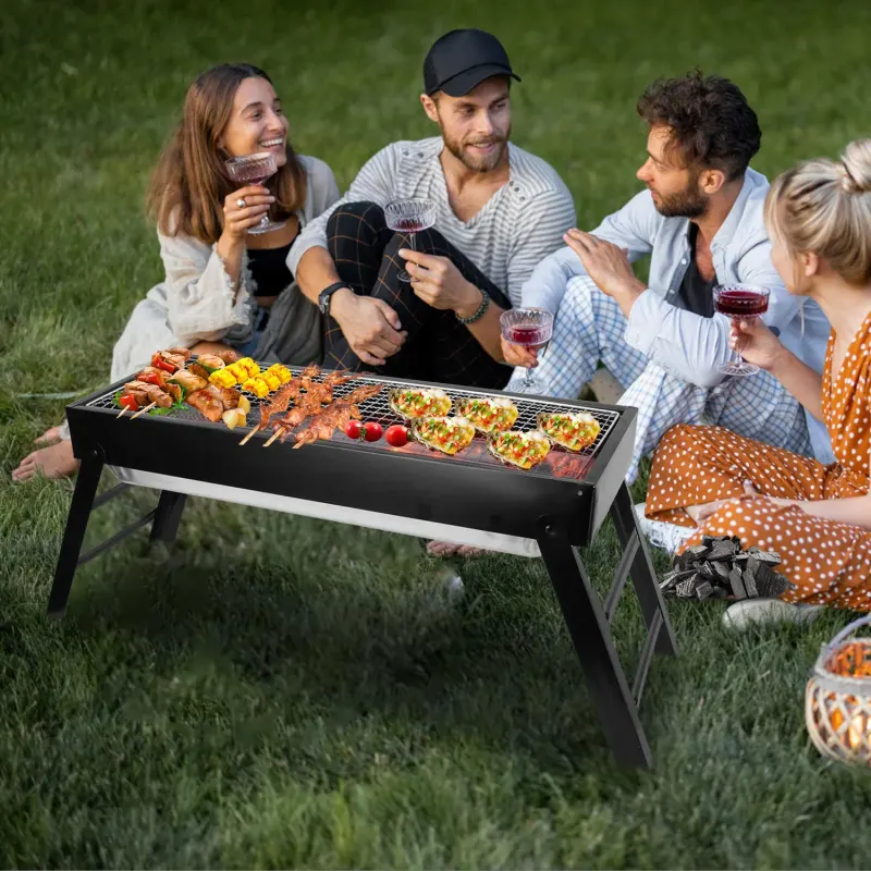 Foldable Charcoal BBQ Grill Stainless Steel Grill Net Easy Setup — photo 3
