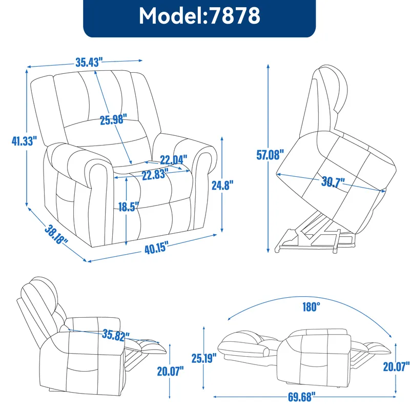 Power Lift Recliner Chair Heat Massage Dual Motor Infinite β photo 2