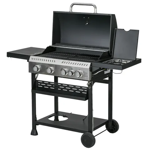 4 Burner Propane Gas Grill with Side Burner