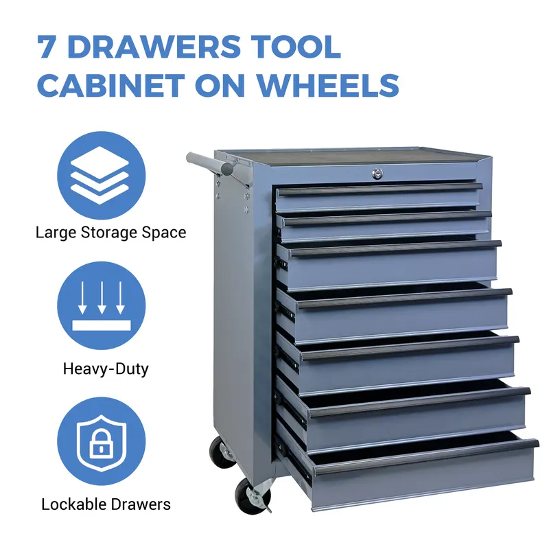 Rolling Metal Tool Chest with 7 Drawers — photo 2
