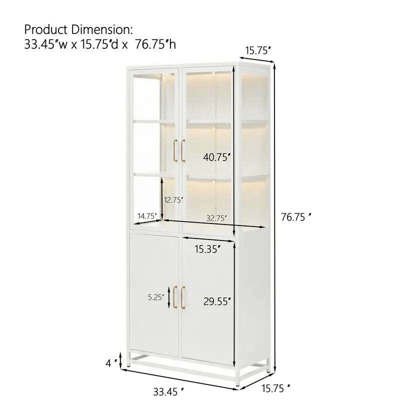 76.75 Tall Display Cabinet — with Glass Doors and LED Lights — photo 2
