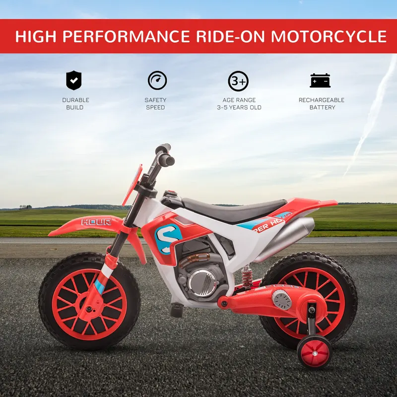 12V Electric Kids Ride on Dirt Bike Motorcycle Toy w/ Training — photo 5