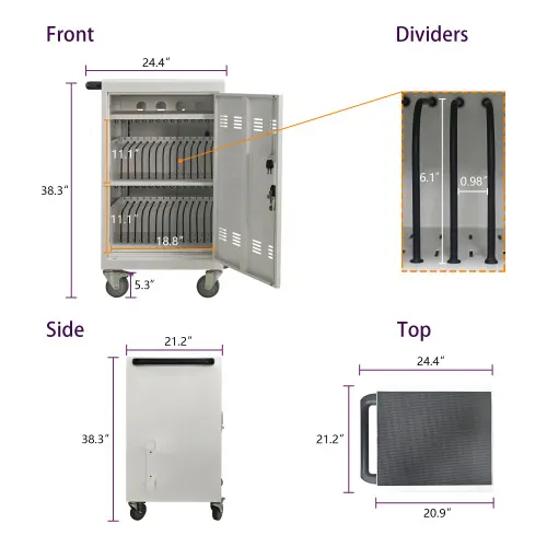 30 2Bay Mobile School Charging Cart Station for Chromebook — photo 7