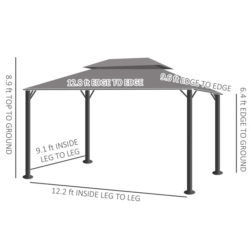 Patio Gazebo w/ Aluminum Frame Double Roof — photo 3