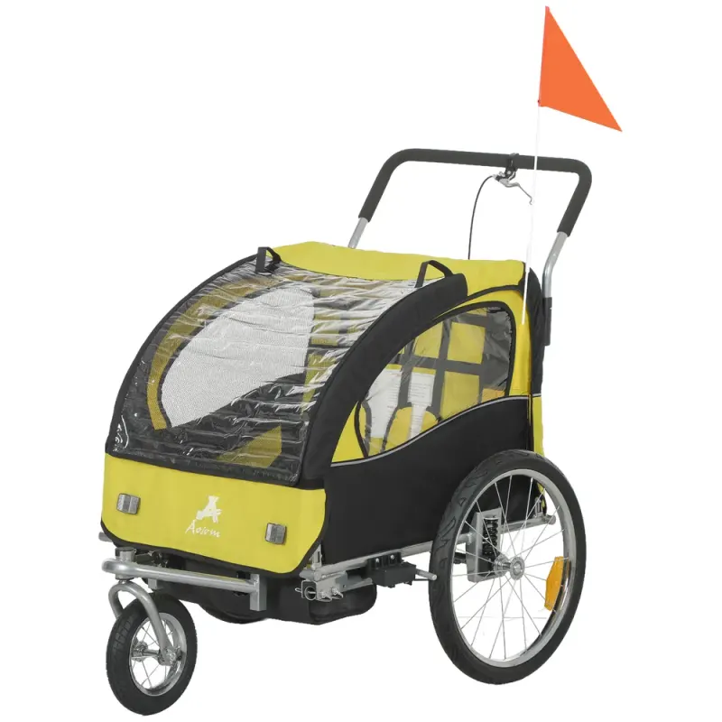 2-in-1 Bike Trailer for Kids — Foldable 2-Seat Baby Stroller
