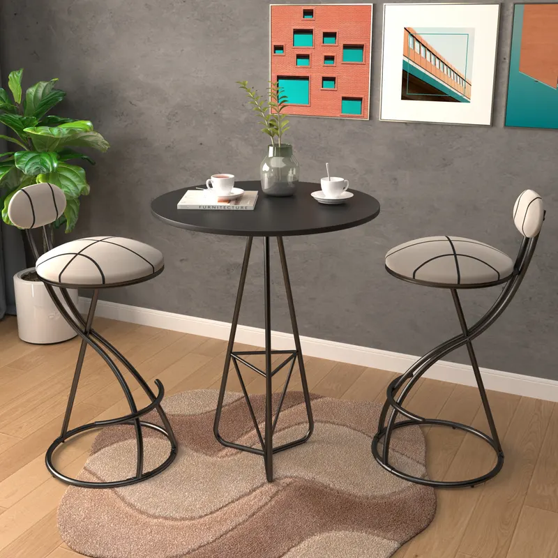 Upholstered Bar Stools Set of 2 Striped Counter Height Barstools — photo 6