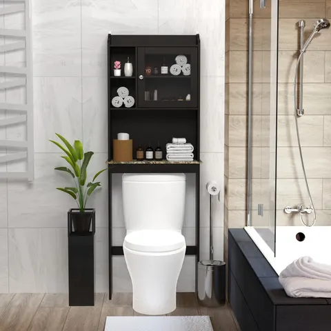 Modern Over the Toilet Space Saver Organization Wood Storage