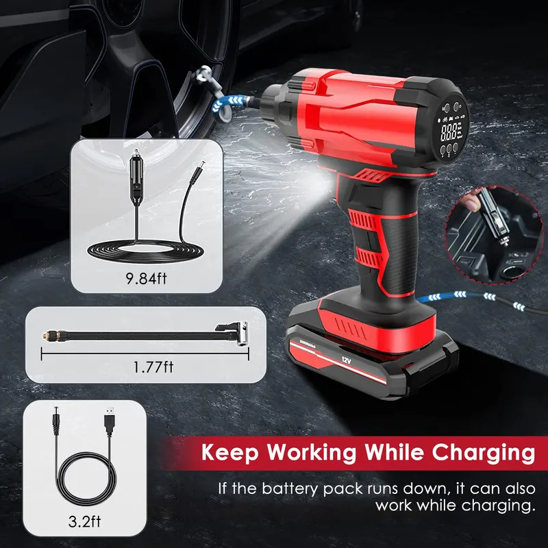 150PSI Cordless Car Tire Inflator Rechargeable 2V Portable β photo 5