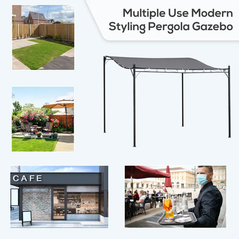 Durable 10x10 Steel Pergola — Wall-mounted with Canopy for Patio — photo 7