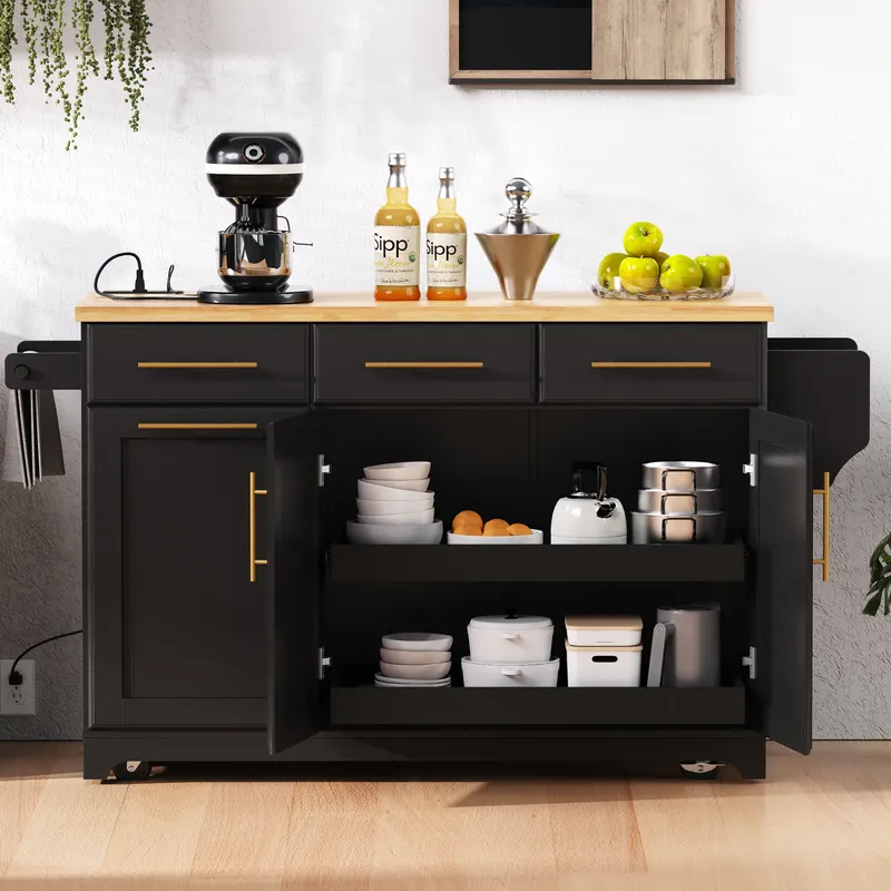 K & K 59.3 Kitchen Island with Storage 2 Pull Out Cabinet — photo 4
