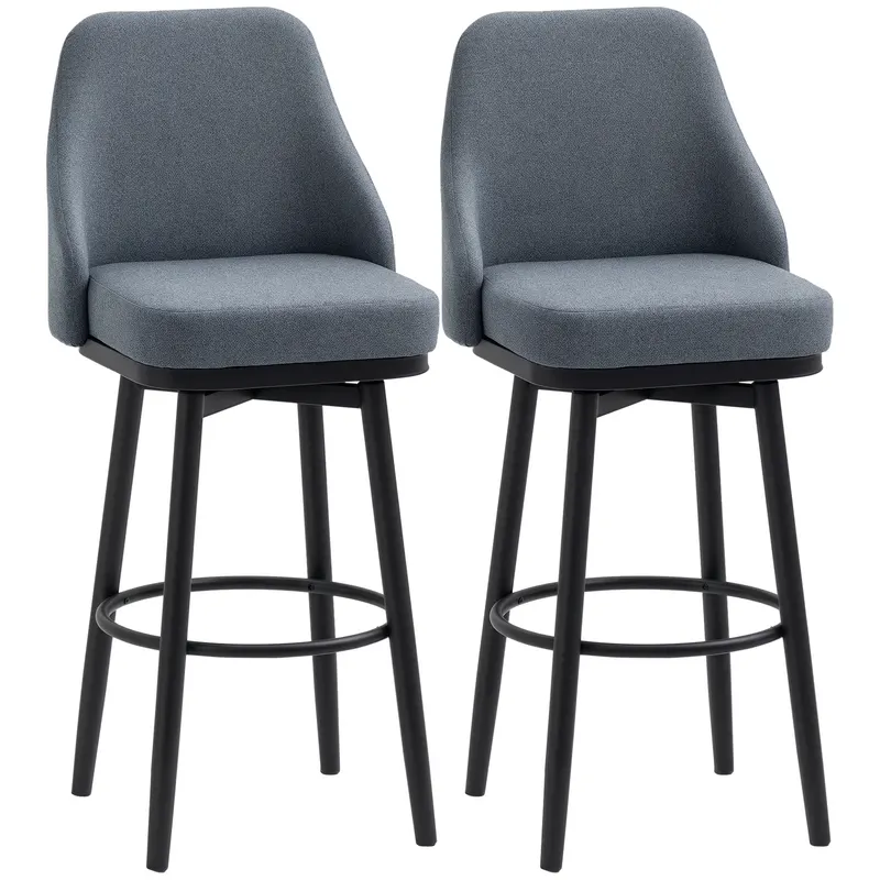 Modern Bar Stools — Set of 2 Swivel Kitchen Chairs