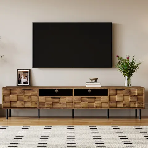 Mid Century TV Stand with 2 Drawers