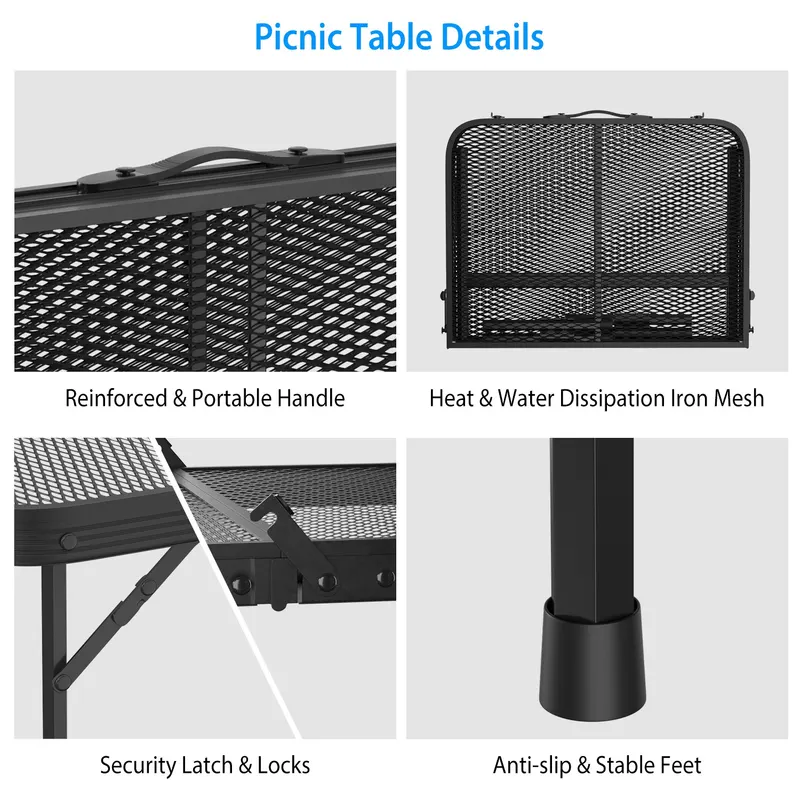 Foldable Camping Table Collapsible Picnic Aluminum Alloy Grill β photo 8