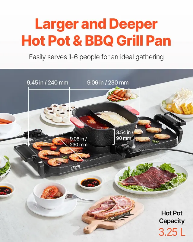Hot Pot with Grill 2300W 2-in-1 Electric Smokeless BBQ Pan — photo 4