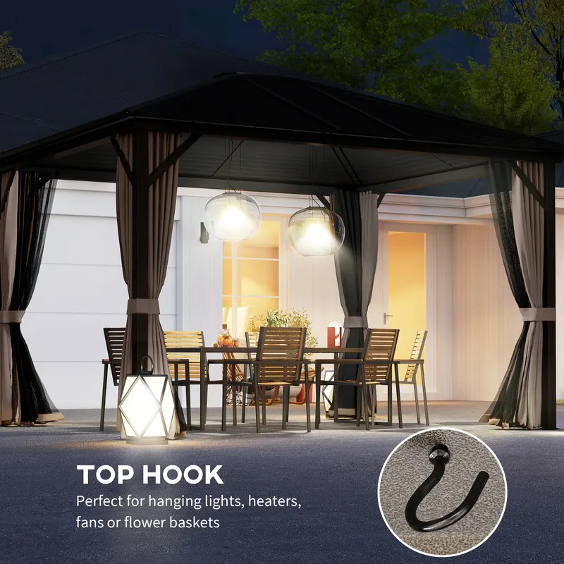 Hardtop Gazebo with Curtains and Netting β photo 7