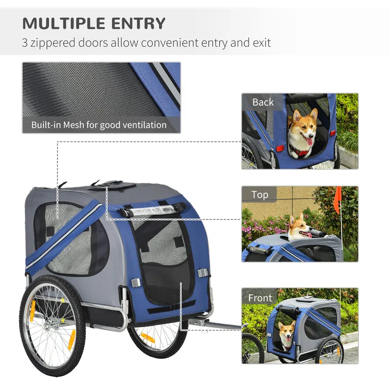 Bike Trailer Cargo Cart for Dogs and Pets with 3 Entrances Large — photo 3