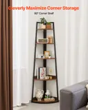 5 Tier Corner Shelf — 70" Tall Corner Bookshelf with Metal Frame — photo 3