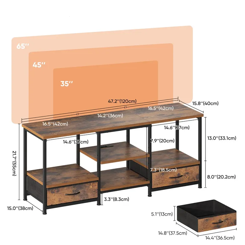 TV Stand with 2 Fabric Drawers — photo 8