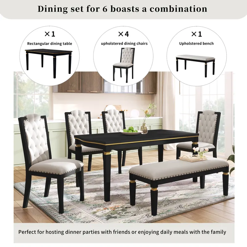 6-Piece Kitchen Dining Table Set β photo 2