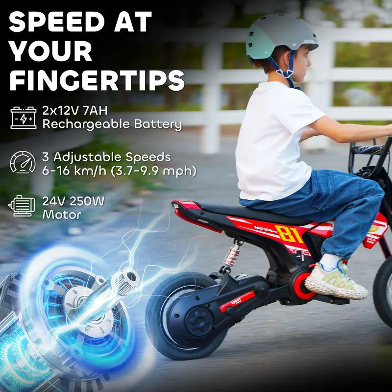 24V Kids Motorcycle — Electric Dirt Bike with 250W Motor — photo 6