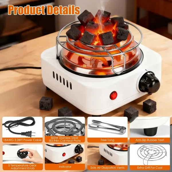Electric Charcoal Burner 500W Hookah Charcoal Burner Compact — photo 6