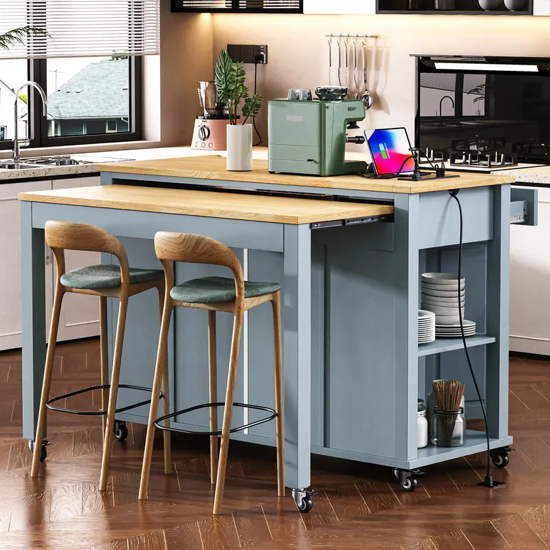 K&k 47 Inch Kitchen Island with Extendable Dining Table — photo 5