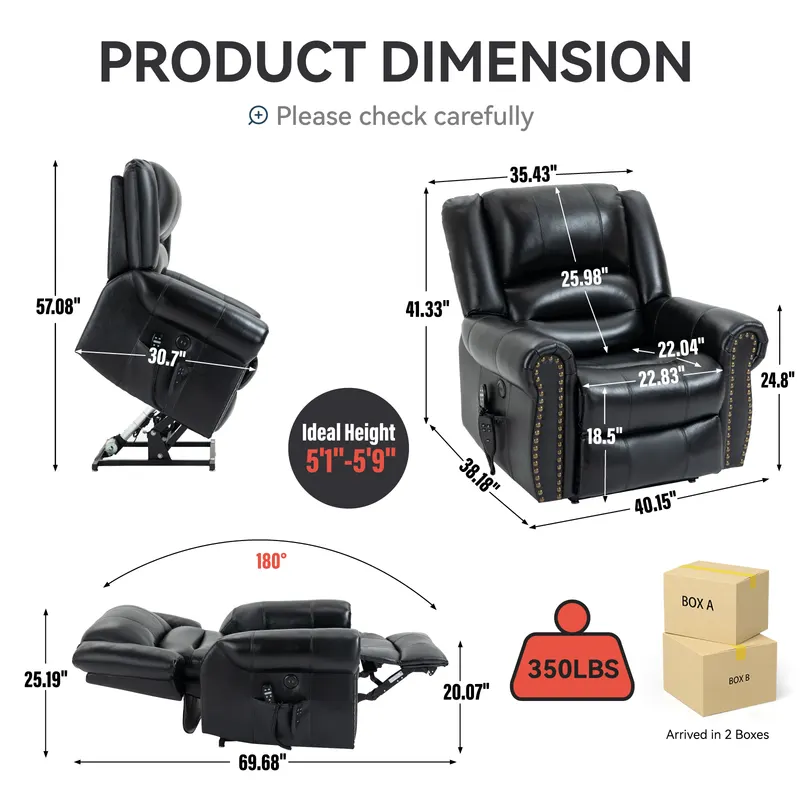 Power Lift Recliner Chair Heat Massage Dual Motor Infinite β photo 4