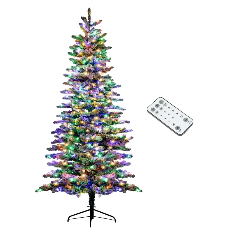 HOMCOM 7.5 Ft Pre-lit Mountain Pine Artificial Christmas Tree