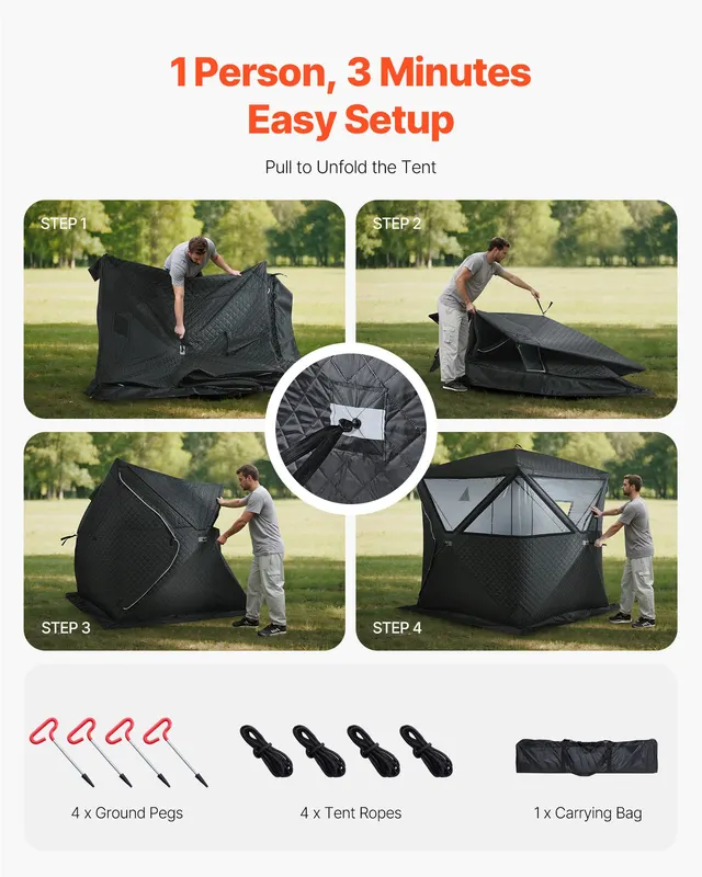 Outdoor Steam Dry Sauna Tent for 4 Person with Velcro — photo 3