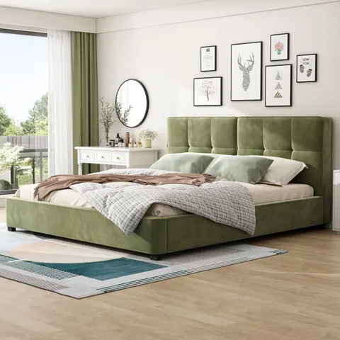 King Size Velvet Bed Frames β Upholstered Platform Bed