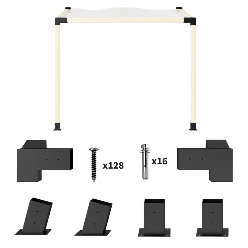 Pergola Kit — 15° Slanted Pergola Bracket Kit with 3-Way
