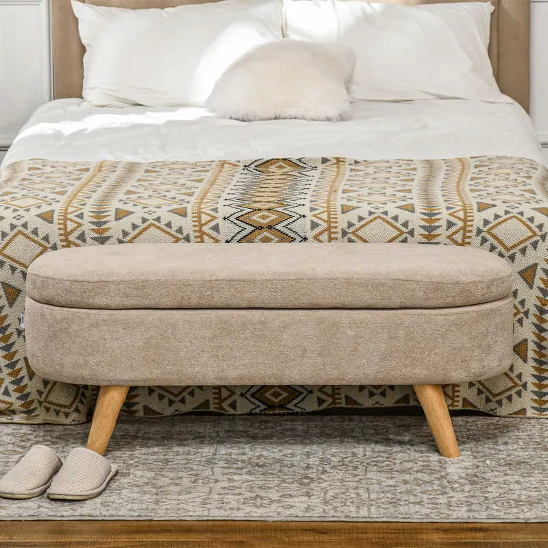 Storage Ottoman Bench — 43.3" Upholstered End of Bed Bench — photo 5