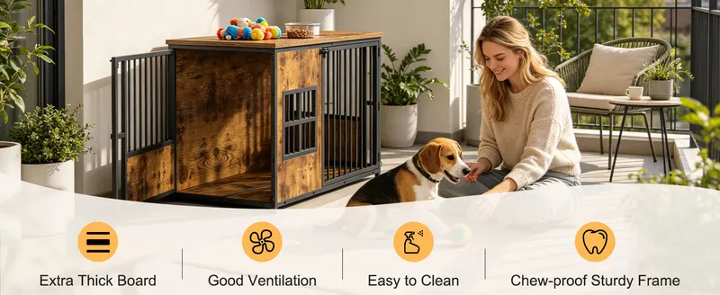 Wooden Dog Crate Furniture — Large Dog Kennel with Storage Top — photo 6