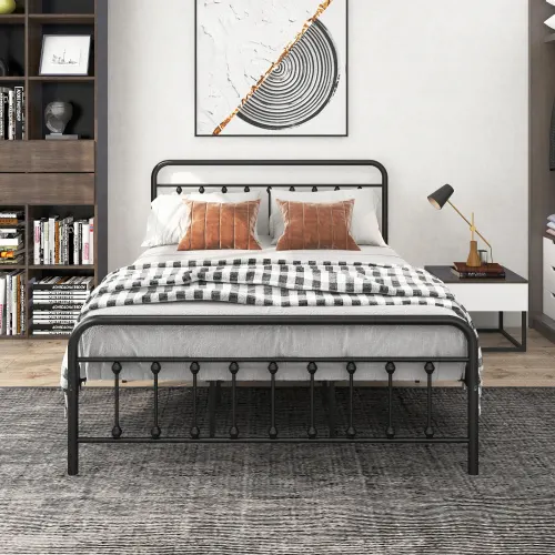 Metal Platform Bed Frame β Victorian Style Headboard Footboard β photo 2