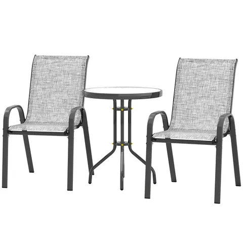 3 Pieces Bistro Set — Small Patio Furniture Set with Stackable