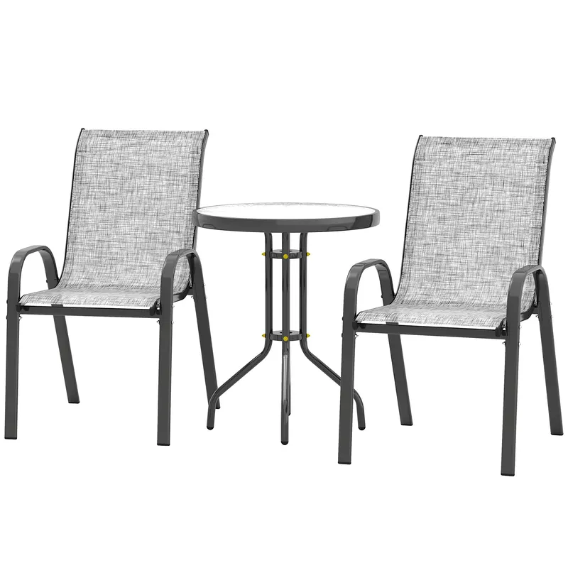 3 Pieces Bistro Set — Small Patio Furniture Set with Stackable