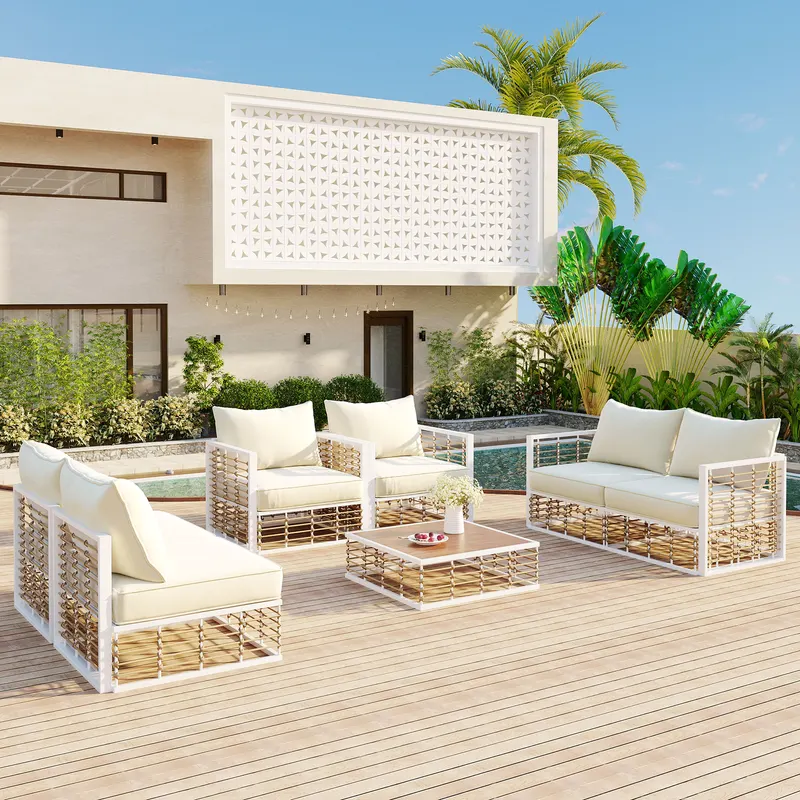 Modern Minimalist 7-Piece Metal Patio Sectional Sofa Set — photo 4