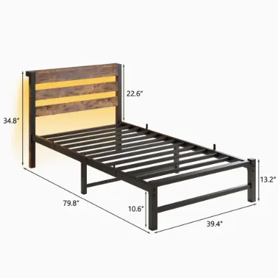 Twin Size Bed Frame Heavy Duty Platform Bed Frame with Headboard — photo 6