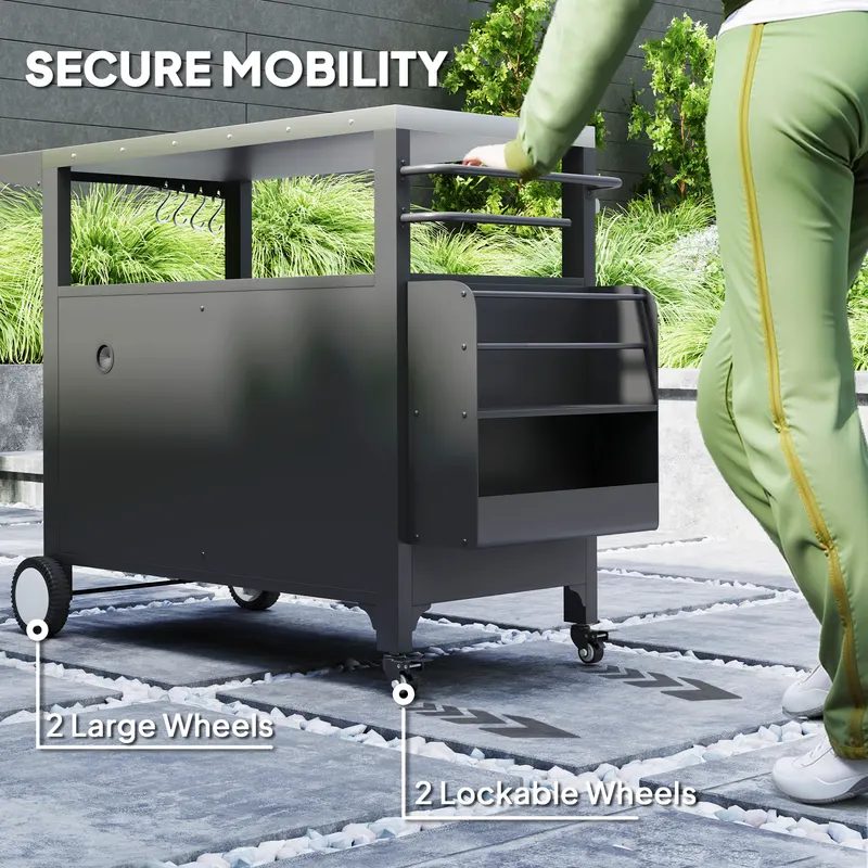 Outdoor Grill Cart Table with Stainless Steel Top — photo 3