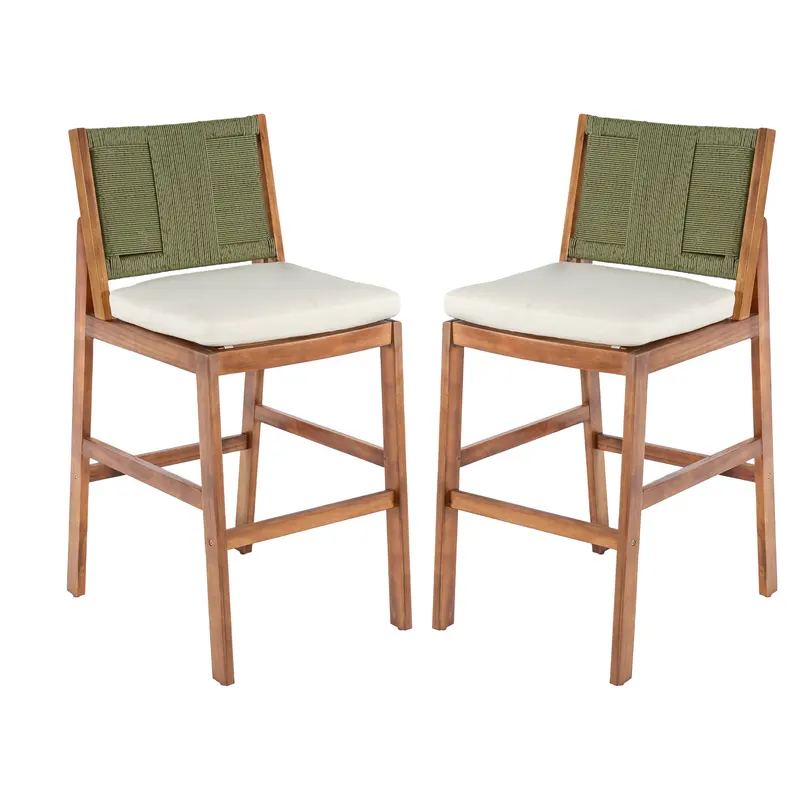 Outdoor Acacia Wood Bar Stools Set of 2 — photo 2