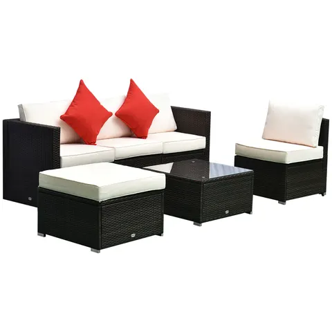 6 Piece Patio Furniture Set Outdoor Wicker Conversation Set All