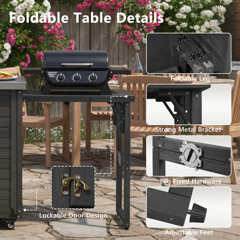 K&k 78.3 Outdoor Kitchen Island with Foldable Grill Table — photo 3