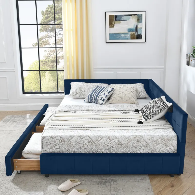 Queen Size Storage Upholstered Tufted Bed Frame — photo 2