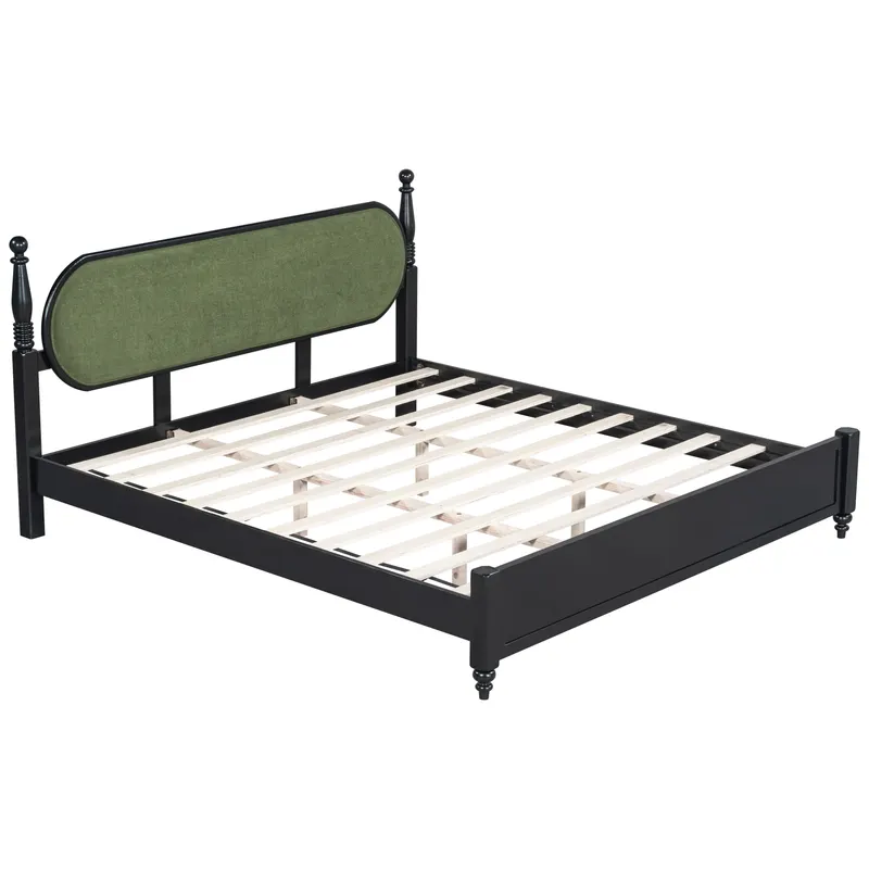 King Bed Frame β Solid Wood Platform with Slats β photo 2
