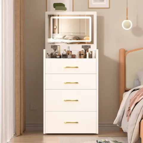 3 in 1 Vanity Desk with Open Top Mirror