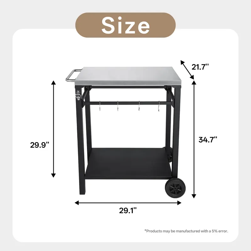 2-Tier Outdoor Grill Cart with Stainless Steel Top — photo 4