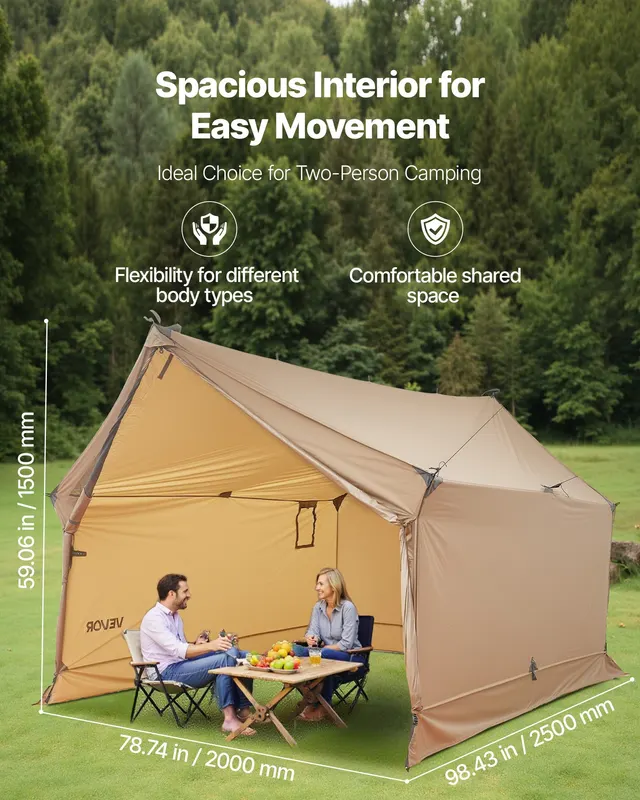 Cabin Hot Tent with Stove Jack Lightweight Waterproof 2 Persons — photo 6